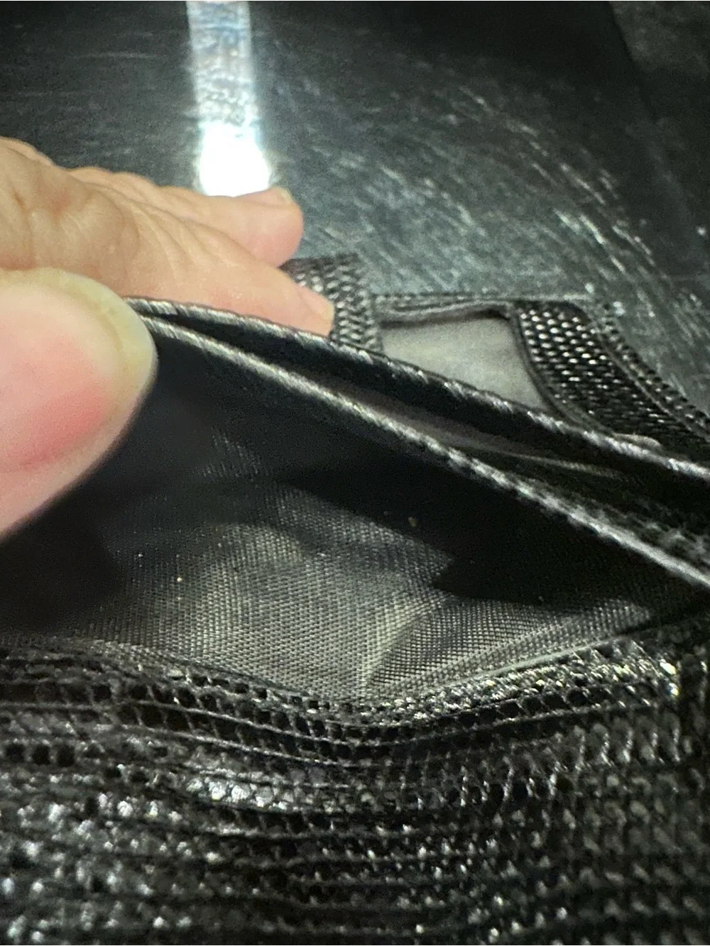 Salvatore Ferragamo #238 Black Vara Ribbon Leather Compact  Wallet